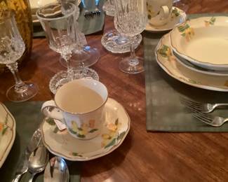 This is some of the China on the beautiful table.