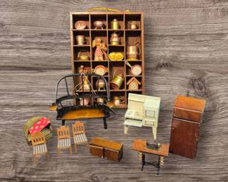 vintagestyle miniature furniture and household items