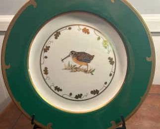 Lynn Chase Winter Game Birds Green Plate