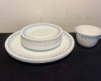Vintage Corelle Snowflake Blue Livingware Set by Corning
