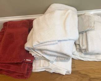 Assorted Red And White Bath Towels