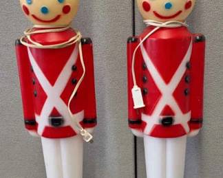 Pair Of Blow Mold Toy Soldiers 