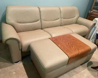Leather Sofa with Ottoman
