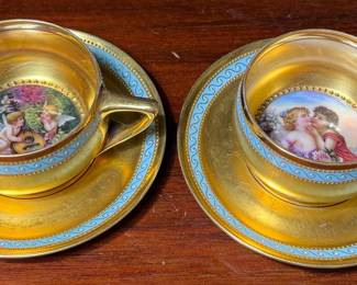 Pair Of Antique Dresden Teacups