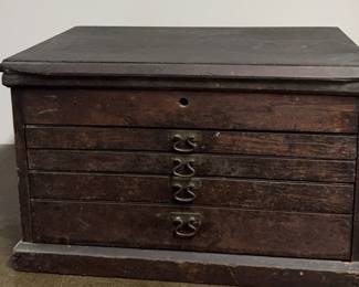 Antique Tools In Wooden Box