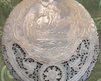 Antique handcarved MOP shell Jerusalem