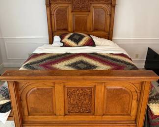 Antique Carved Wood Head And Foot Board