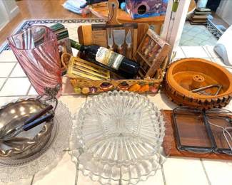 Wine Appetizer Servers, Nut Crackers W Complimentary Bowls  More