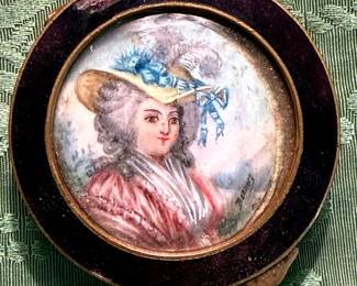 Dennery signed miniature portrait box
