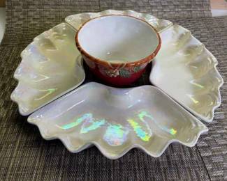 Iridescent Clamshell Serving Dishes