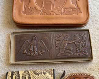 Two Old Leather Purses And Wallet