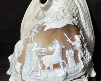 Antique Pompei carved cameo conch shell