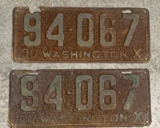 1930 Washington State License Plates