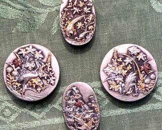 Four Antique Japanese Metal Buttons