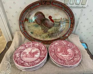 Wedgwood Turkey Platter, Rowland Marsellus CoStaffordshire, England Plates  Linen Tablecloths