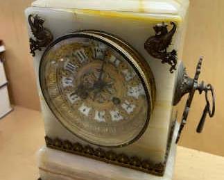 Ansonia Stone And Brass Clock