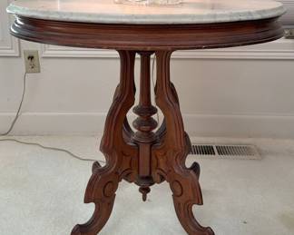 Empire style side table with marble top