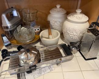 French Professional Mandoline , Hand Held Cusinart Mixer, Canisters Other Baking Items
