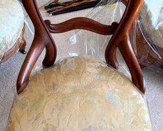 Pair of Upholstered Balloon Back Chairs