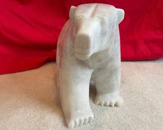 Inuit hand carved bear statue