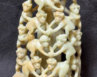 Chinese Carved Soapstone Monkey Sculpture