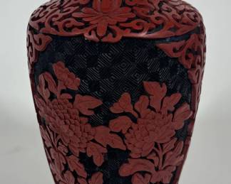 Lot 456 Cinnabar and Cloisonne Vase