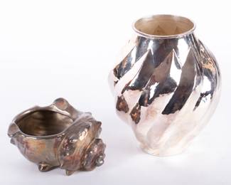 Lot 366 Dorothy Thorpe Silver bowl, Emilia Castille Vase