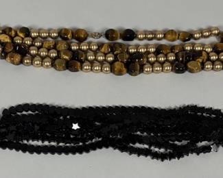 Lot 100 Black Onyx and Tigers Eye Necklaces