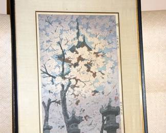 Kasamatsu Shiro Cherry Blossoms Woodblock