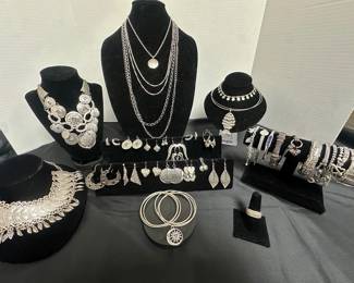 Silver Tone Costume Jewelry Lot