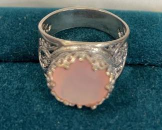 Sterling Silver Ring with Pink Stone