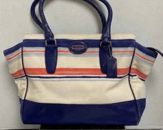 Coach Legacy Candace Striped Navy Tote