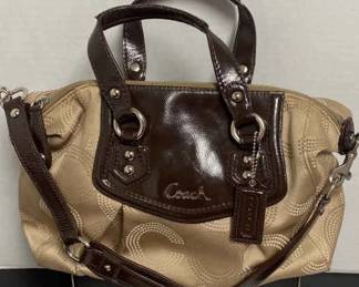 Coach Ashley Signature Brown Bag w Pink Interior