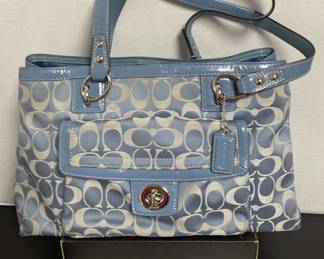 Coach Light Blue Monogram Bag