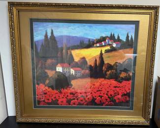Tuscan Poppies Print In Wooden Frame