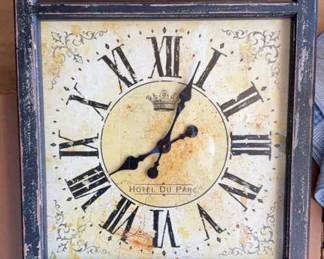French Country Wall Clock, Wood Rustic Frame
