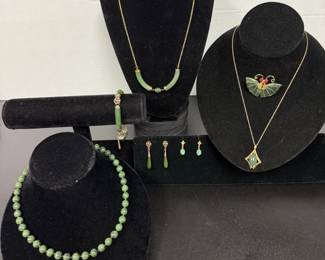 Jade Dynasty Collection of Necklaces, Bracelet, and Earrings 
