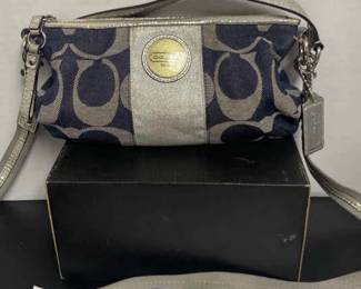 Coach Soho Collection Silver and Denim Blue Logo Bag