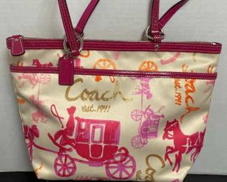 Coach Pink and Orange Horse and Carriage Bag