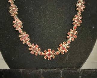 Silver and Garnet Necklace and Earrings