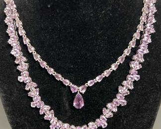 Two Amethyst and Silver Necklaces