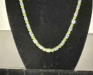 Silver Peridot and Topaz Necklace. Silver Peridot Earrings
