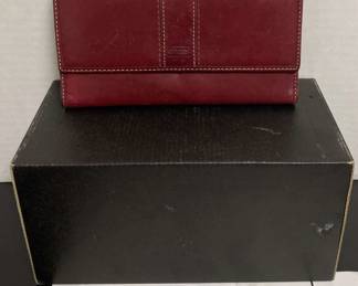 Coach Leather Red Trifold Wallet
