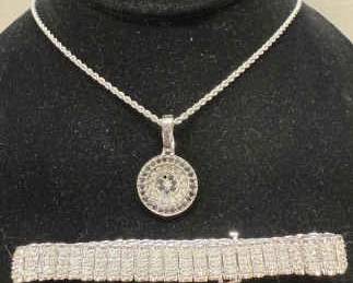 10k Diamond Tested Necklace with matching Earrings, Bracelet 10k