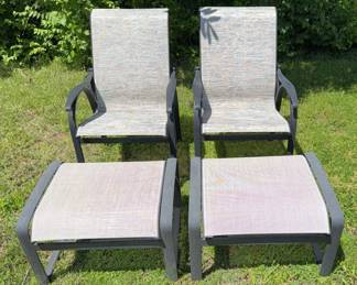 Aluminum Frame Sling Chairs with Ottomans