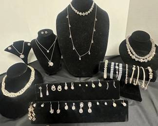Silver Tone With Crystal Like Gems 