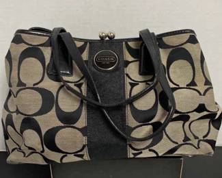 Coach Grey Black Logo Bag