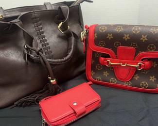 BrownRed Purse Wallet Set