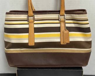 Coach Hampton Canvas Tote Striped