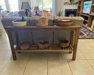 Table and wood bowls made by hand